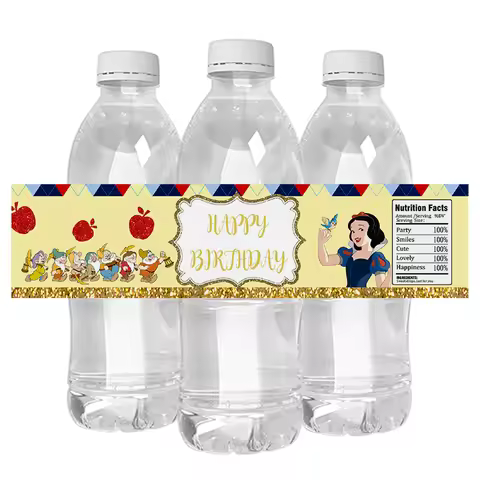24pcs Princess Mineral Water Bottle Lable Snow White Birthday Party Baby Shower Labels Stickers Kids Party Decor Supplies