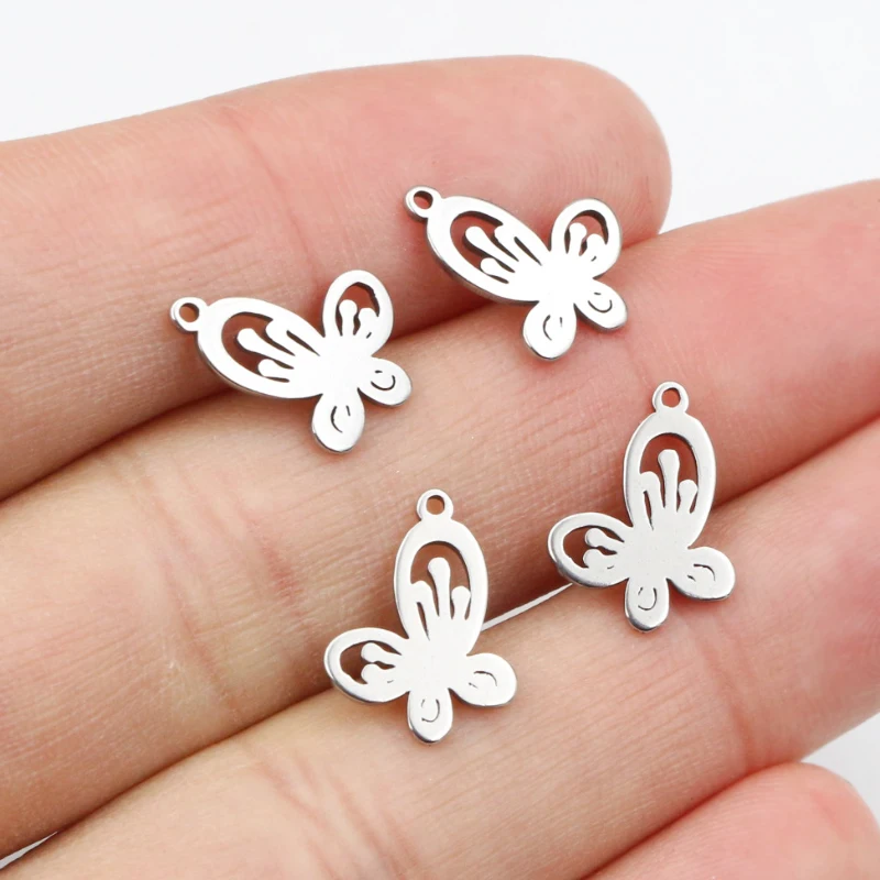 30pcs 14x12mm No Fade 316 Stainless Steel Butterfly Charms Pendant for DIY Necklace Bracelet Craft Jewelry Making Findings