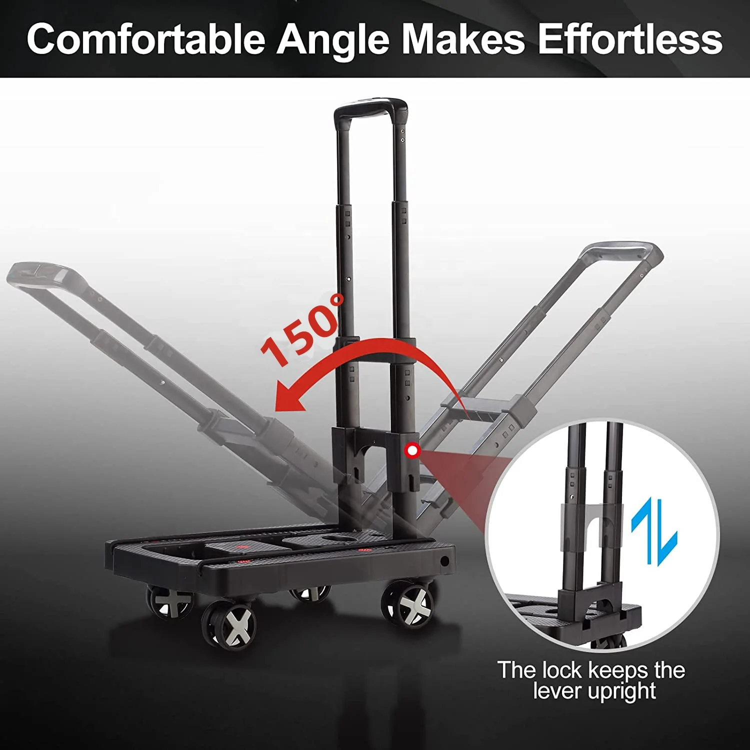 Compact Mini Lightweight Promotional Portable Platform 4 Spinner Wheels Dolly Folding Shopping Luggage Hand Trolley Cart Truck