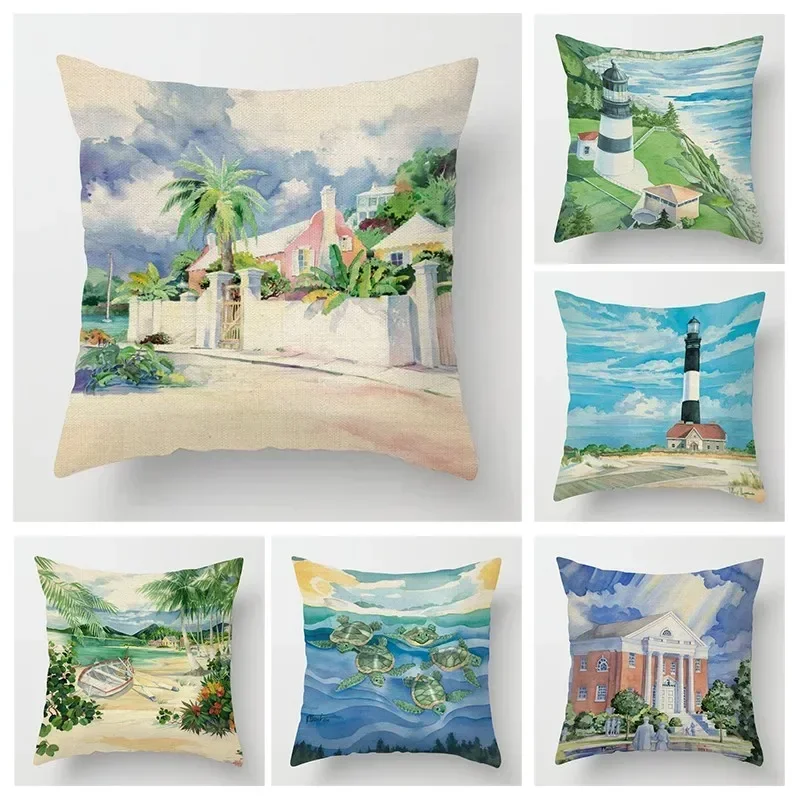 Autumn Home Decoration Throwing Pillow Case Sofa Cushion Cover 45x45cm 45 * 45 50x50 40x40 Ocean Elements Living Room Aesthetics