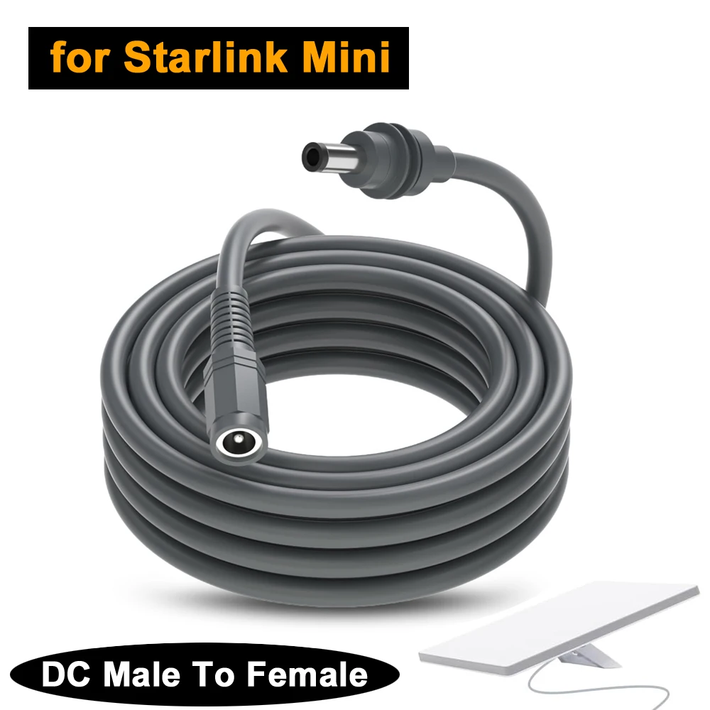 for Starlink Mini DC Male to Female Power Cable PVC High-Quality Wire with Waterproof Design Plug Extension Cord 3/5/10M