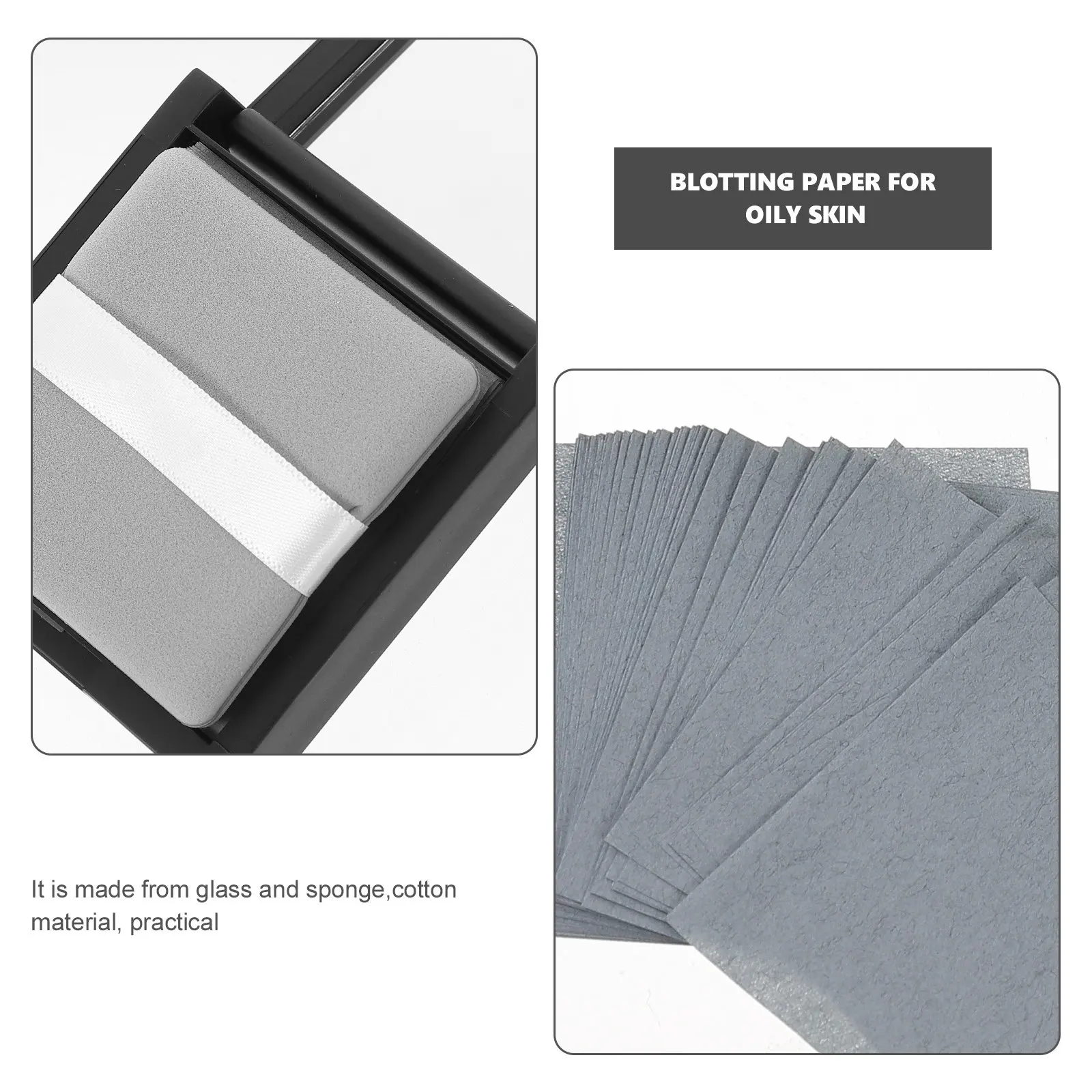 1Set Facial Oil Blotting Sheets for Oily Skin Fast Absorbing Anti-Gloss Makeup Safe Portable with Mirror Case Powder Puff
