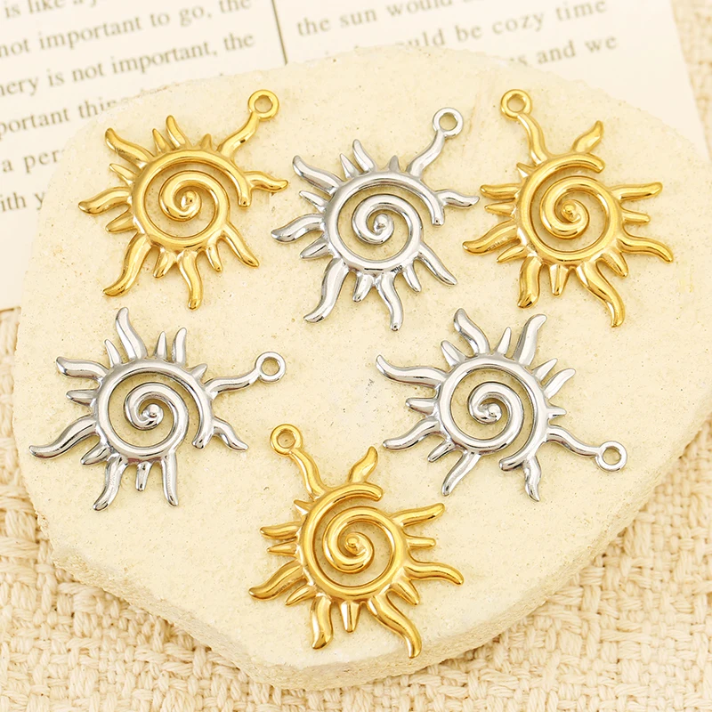 4pcs Stainless Steel Spiral Sun Charms PVD Gold Plated for Earring Necklace Pendants DIY Handmade Jewelry Making Accessories