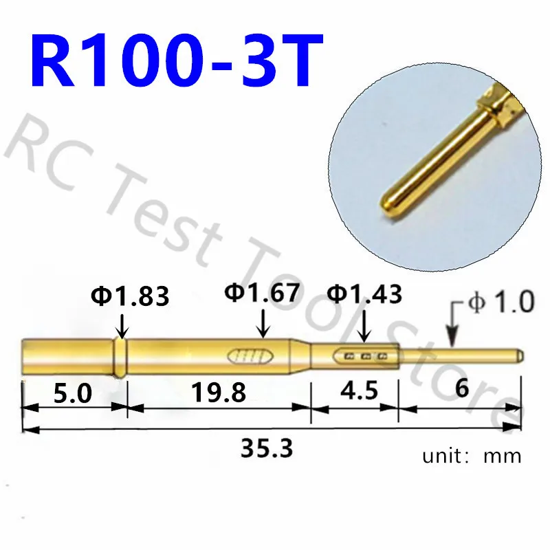 

20/100PCS R100-3T Test Pin P100-B Receptacle Brass Tube Needle Sleeve Seat Crimp Connect Probe Sleeve 35.3mm Outer Dia 1.67mm