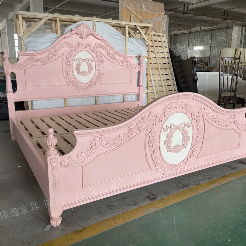 solid wood princess bed fashion simple daughter bed children's room girl pink little girl bed