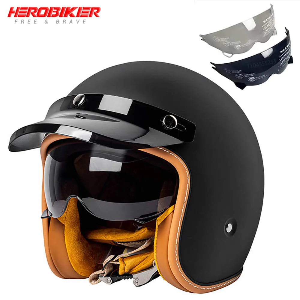 

Motorcycle Helmet Retro Helmet 3/4 Open Face Helmets Vintage DOT Certification Motocross Moto Half Helmet Half Face Four Seasons