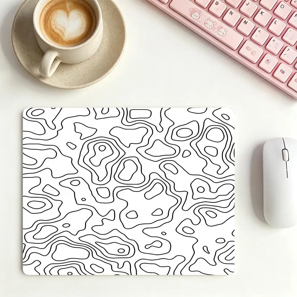 

Abstract Contour Gaming Mouse Pad, Stitched Edge Non‑Slip Large Desk Mat