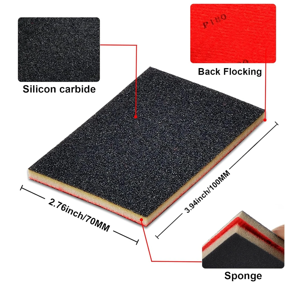 20PCS Sanding Sponge Set 800-1000 Grit Soft Foam Hand Sander Block 3x4 Inch Wet Dry Sandpaper Ultra Fine Sandpaper Sponge