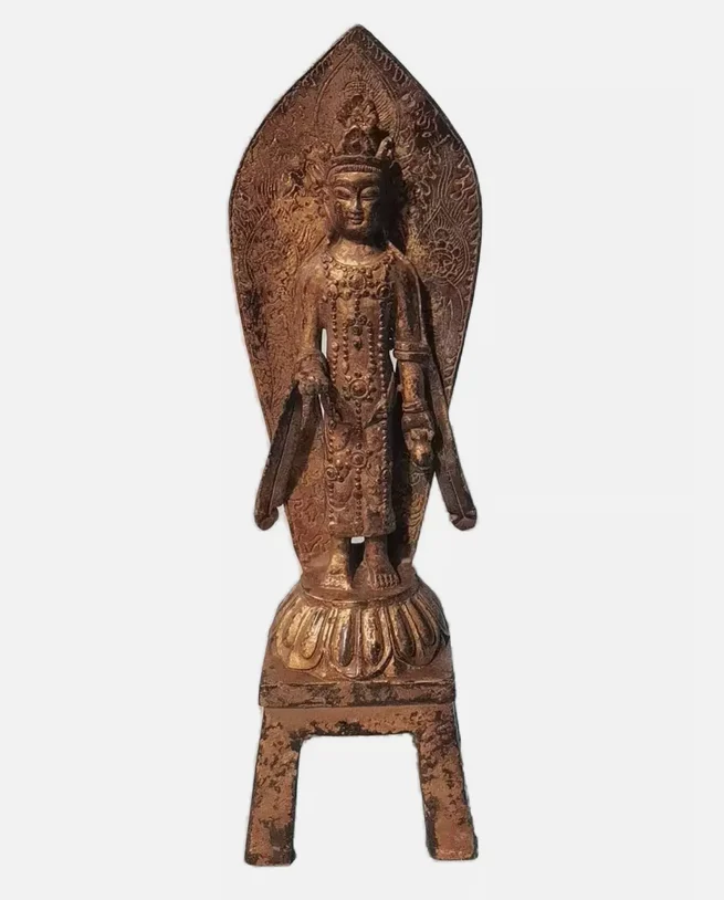 Sakyamuni Buda Buda Guanyin Bodhisattva Viejo Dharmaraja estatua de bronce bendecida