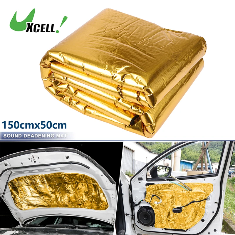 UXCELL 50x25cm 100x40cm Heat Sound Deadener Insulation Mat Aluminum Foil Foam Soundproof Fire Absorbing Material 5mm 10mm