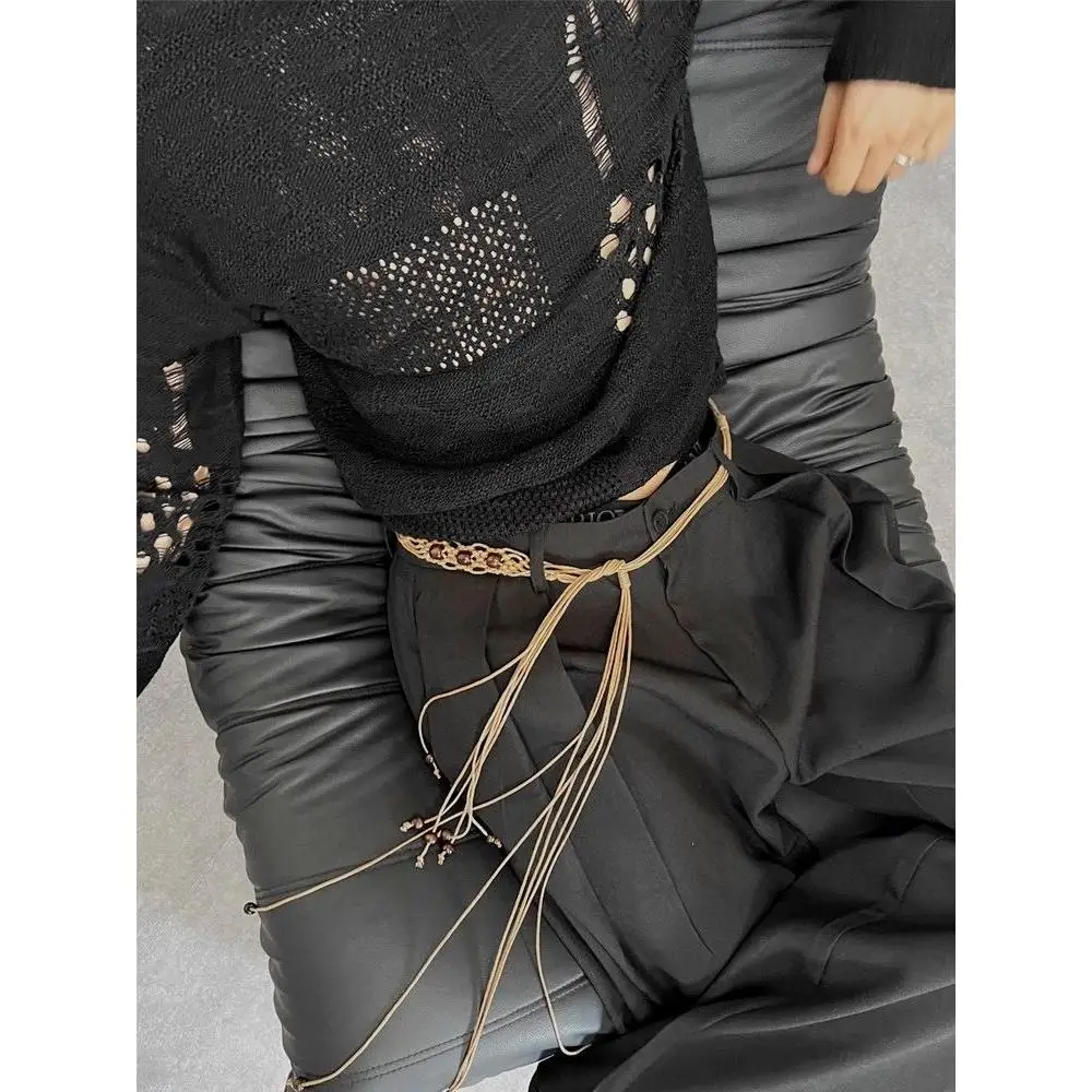 

Мужской вязаный свитер в японском стиле в стиле ретро, осень-зима, ленивый, богатый, шерстяной, повседневный, на молнии, свободный крой, длинный, слэ...