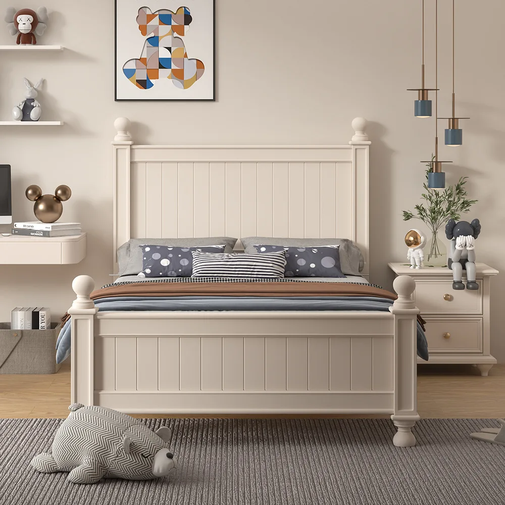 Children's furniture bed boy some cream solid wood child bed girl bedroom princess bed girl's cot