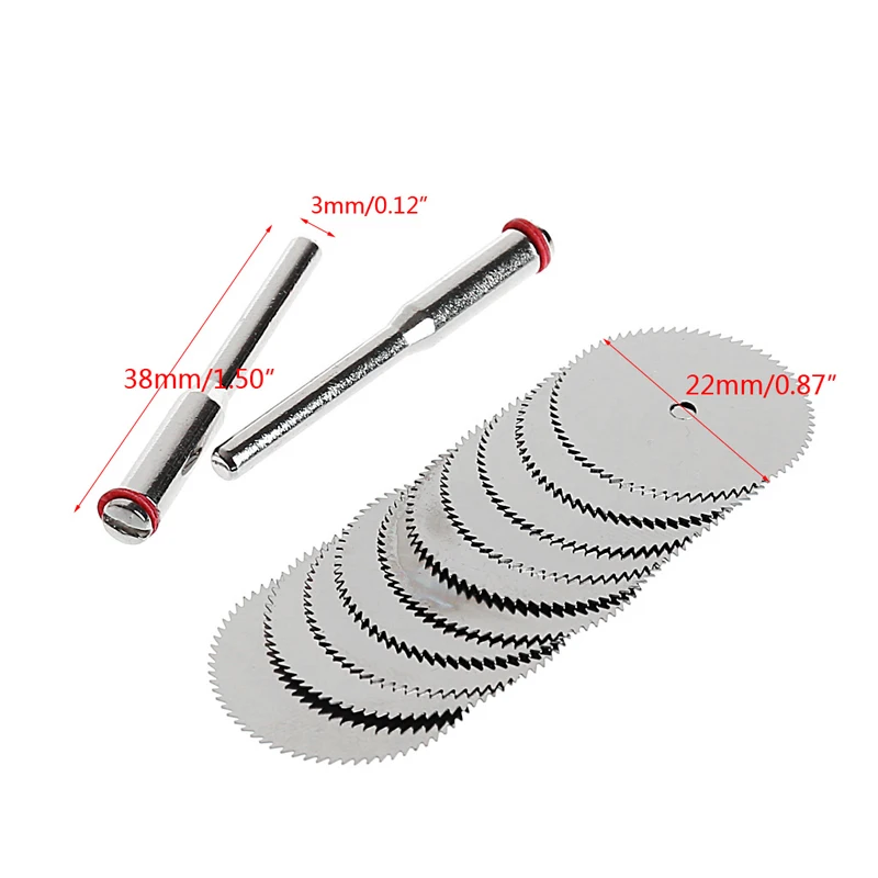 새로운 10 22mm 목재 톱날 디스크 + 막대 회전 절단 도구 2개