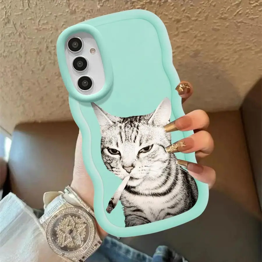 Custodia morbida per telefono per Samsung Galaxy A50 A51 A73 A20 A05 A30 A02s A06 A03 A52 A55 A04 Cool Cat