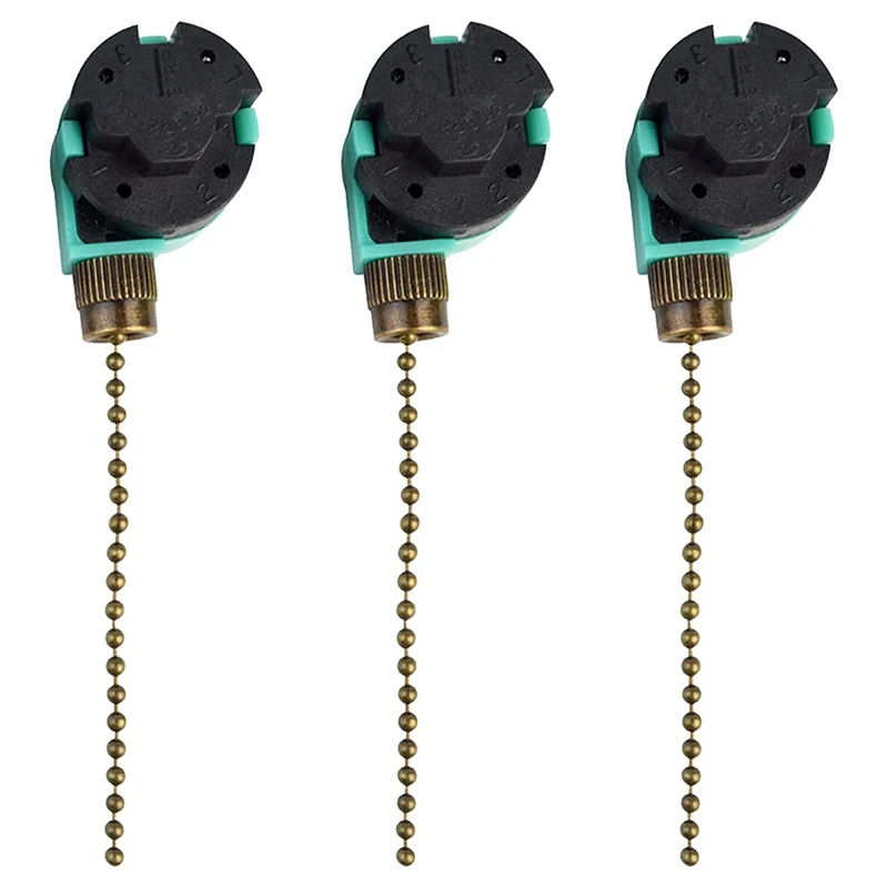 3 Pack Ceiling Fan Switch 3 Speed 4 Wire Zing Ear ZE-268S6 Fan Pull Chain Switch Replacement Speed Control Switch