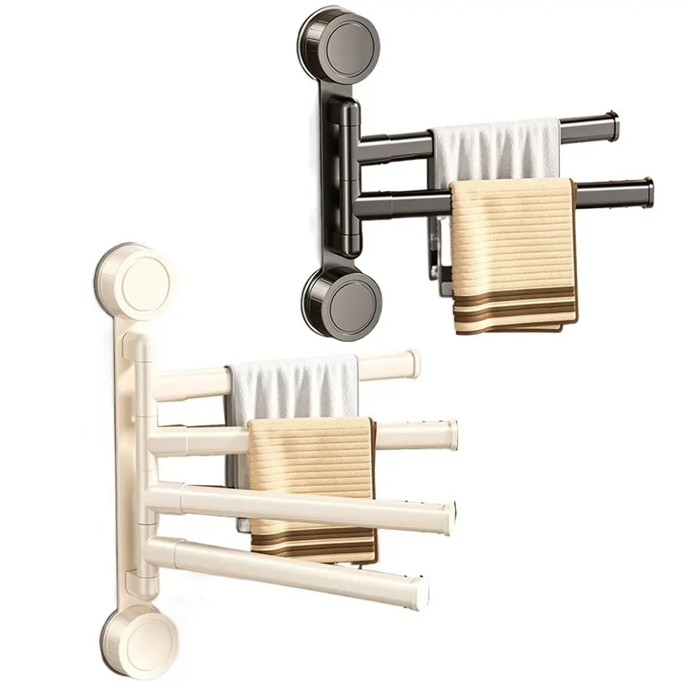 

Rotating Suction Cup Towel Rack Wall-mounted Drain Swivel Towel Bar Reusable Large Load Bearing Clothes Storage Hanger Shower