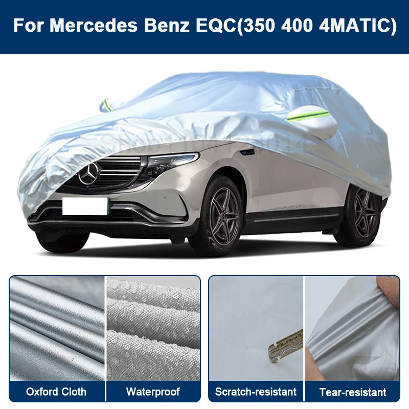 

Outdoor Full Car Cover For Benz EQC 350 400 4MATIC with Reflective Strips Waterproof Snowproof Dustproof UV Protection