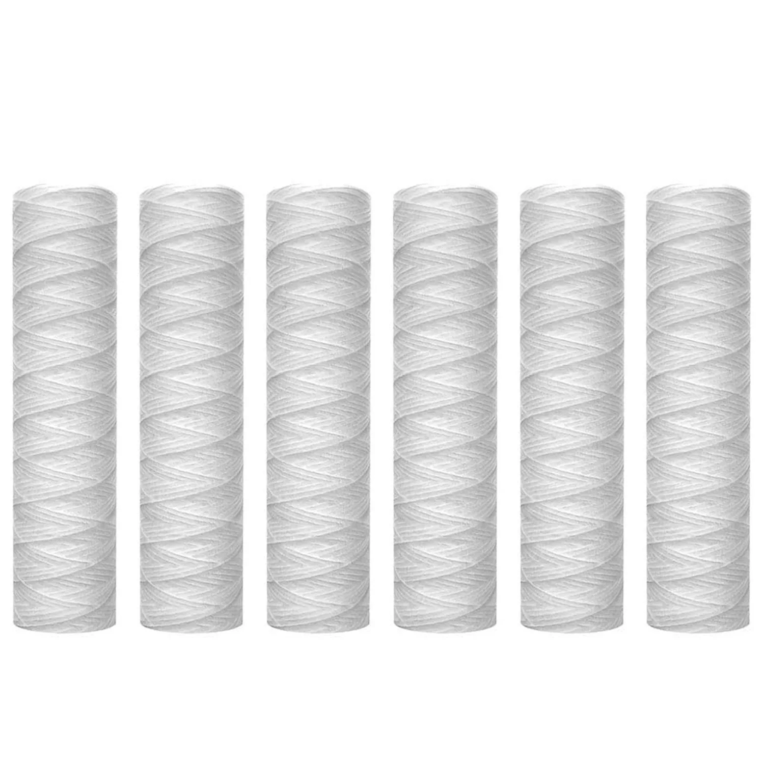 10 Micrometre String Wound Sediment Water Filter Cartridge,6 Pack,Whole House Sediment Filtration,Universal