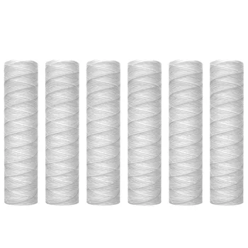 10 Micrometre String Wound Sediment Water Filter Cartridge,6 Pack,Whole House Sediment Filtration,Universal