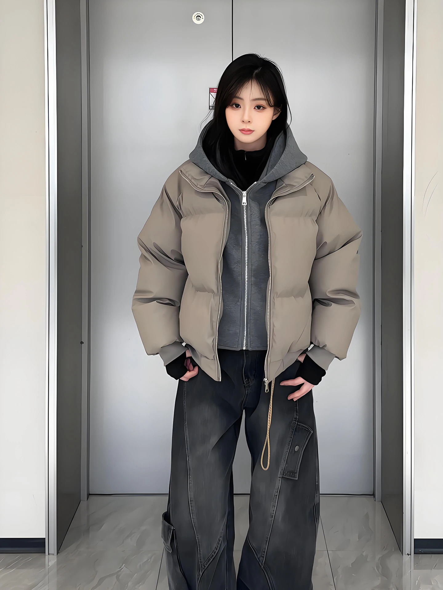 

Мужская зимняя куртка-пуховик в американском стиле, стеганая, из хлопка, с двойной молнией, с капюшоном из искусственной кожи, для работы