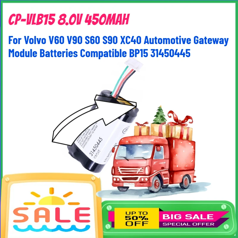 

CP-VLB15 8.0V 450mAh Li-Ion Battery for Volvo V60 V90 S60 S90 XC40 Automotive Gateway Module Batteries Compatible BP15 31450445