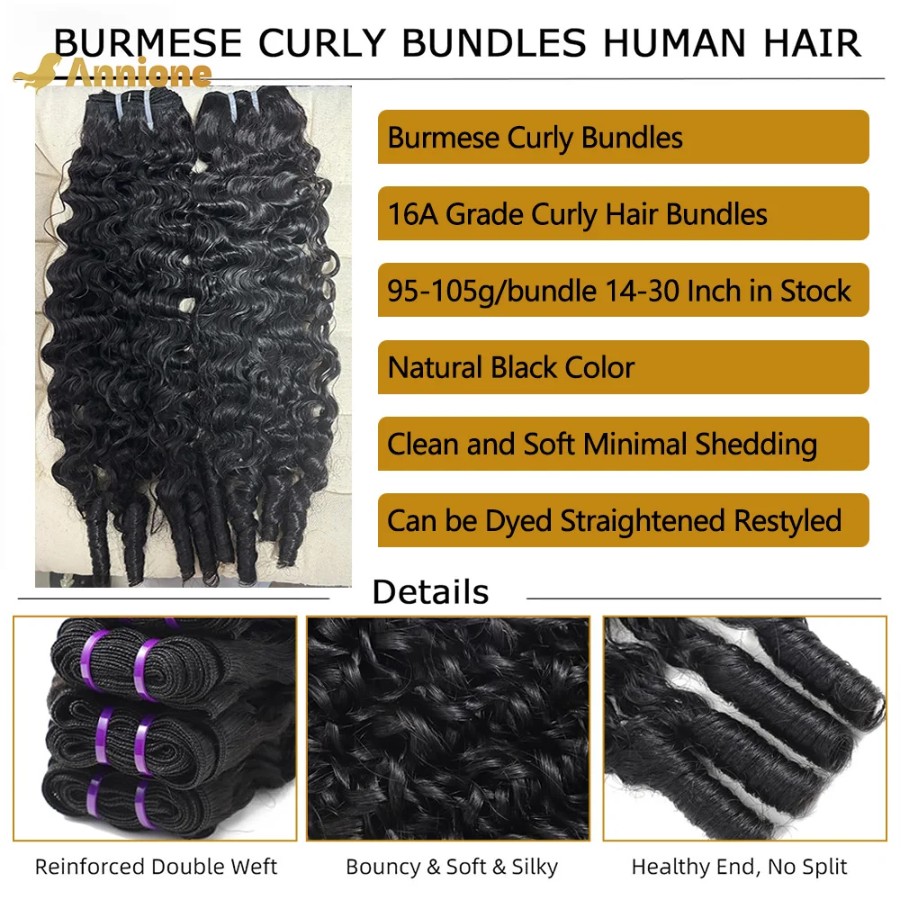 3 قطعة 20 بوصة 16A البورمية مجعد الشعر حزم 100% الفيتنامية حزم الشعر البشري الخام غير المجهزة وصلات شعر مزدوجة مسحوب