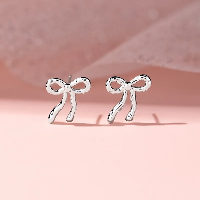 Bow Light Luxury Customized Stud Earrings for Women Fashion Jewelry Minimalist Accessories Wholesale