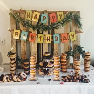 Holz Donut -Unterstützung für Hochzeitsdekoration, Wanddessert, Donut, Tischunterstützung, Hochzeitsvorräte, Geburtstagsfeier, Babyparty, Kinder 8 Hauptverkaufssport -Süßigkeiten Bar - №6