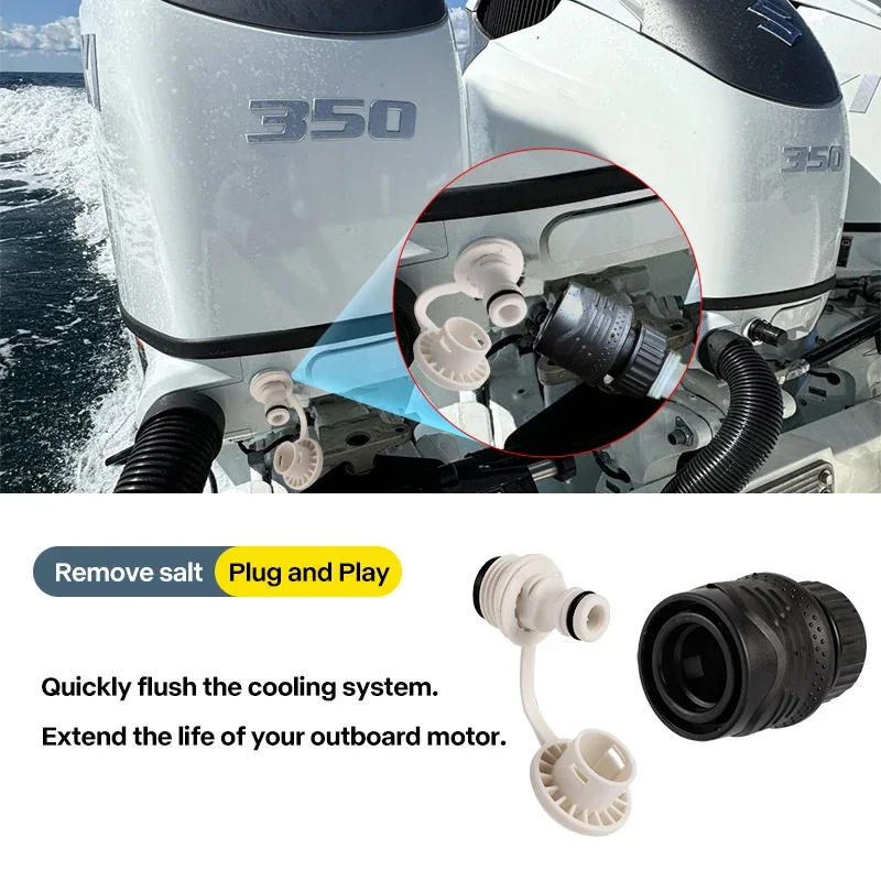 Yacht Outboard Engine Flush Quick Connect Rinse Adapter Kit Compatible with Yamaha Suzuki Mercury Engines