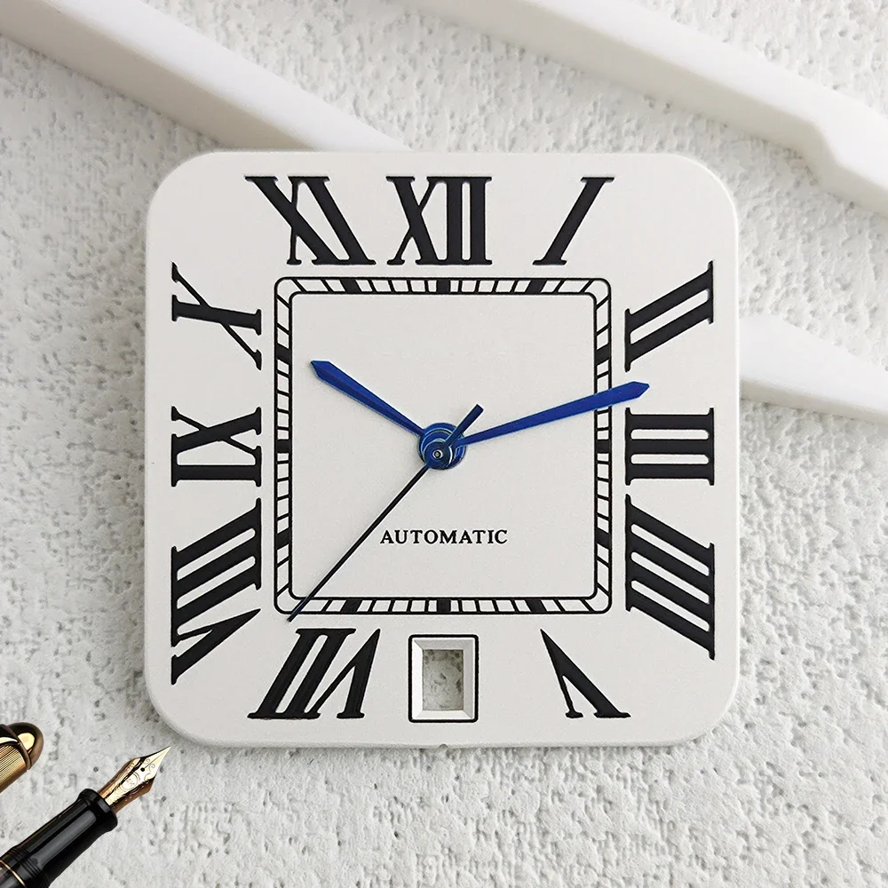 NH35 High-quality 27mm S Dial 6-point Window Santos Square Roman Dial, Suitable for NH35 Automatic Movement Watch Accessories
