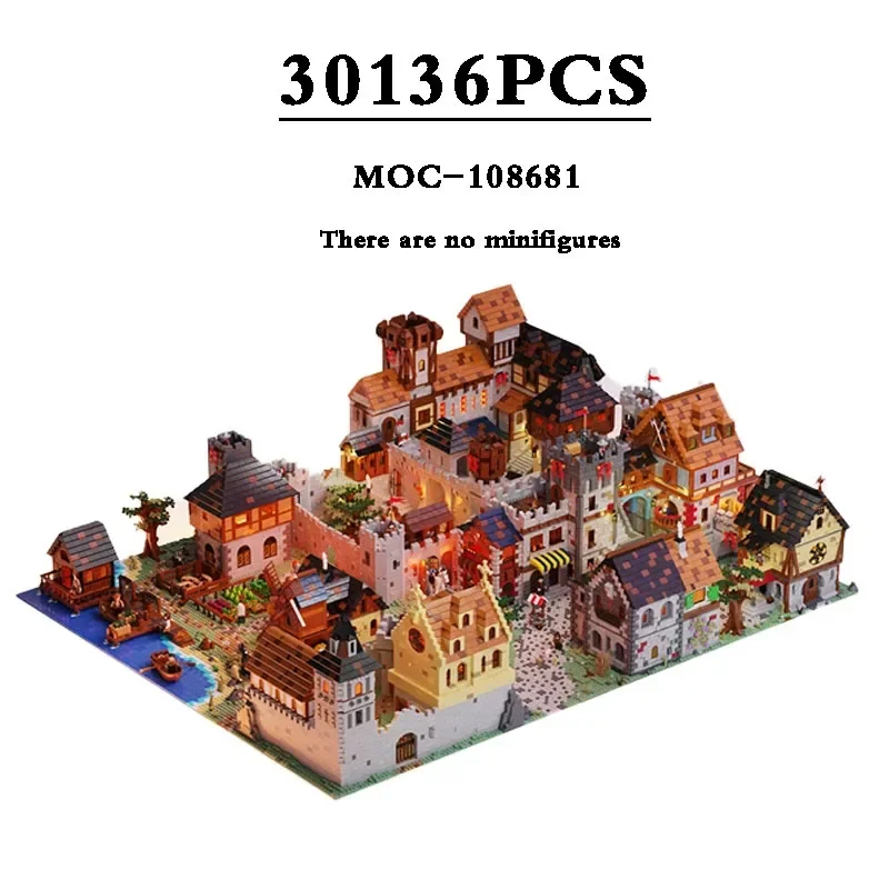 MOC-108681 Medieval Royal Country Building 30136PCS European Medieval Kingdom Assembly Model Adult Birthday Toy Gift Accessories