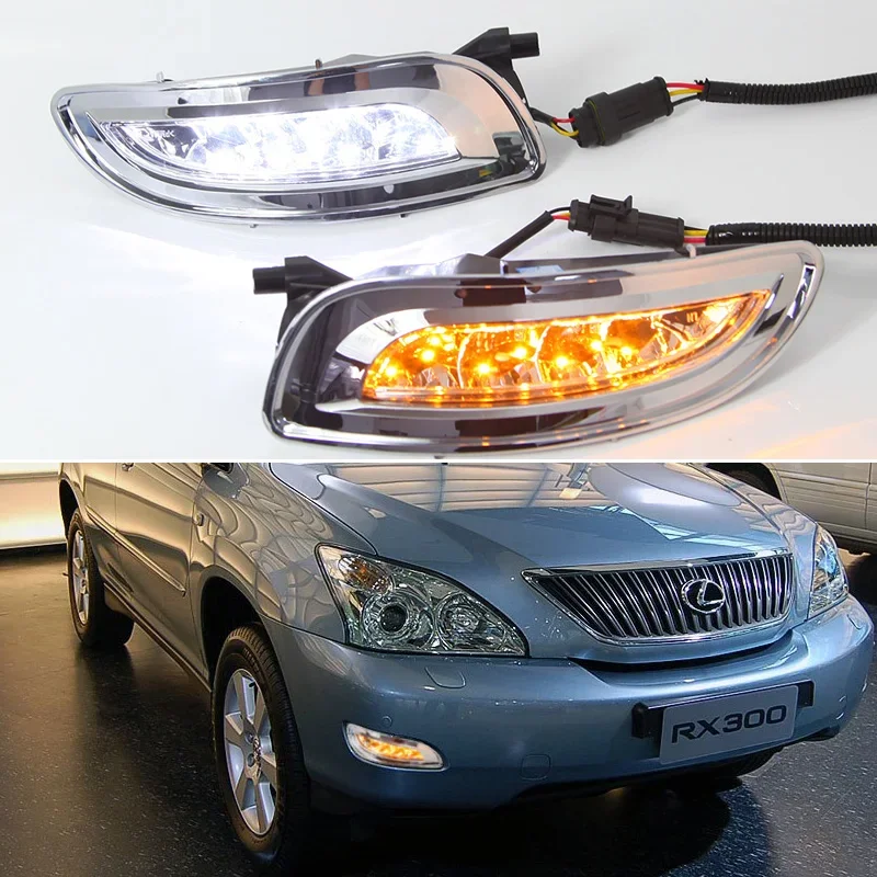 LED DRL Daylights For Lexus RX330 RX350 RX450h 2004 2005 - 2008 2009 Turn Signal Indicators Daytime Running Lamp Front Accessory