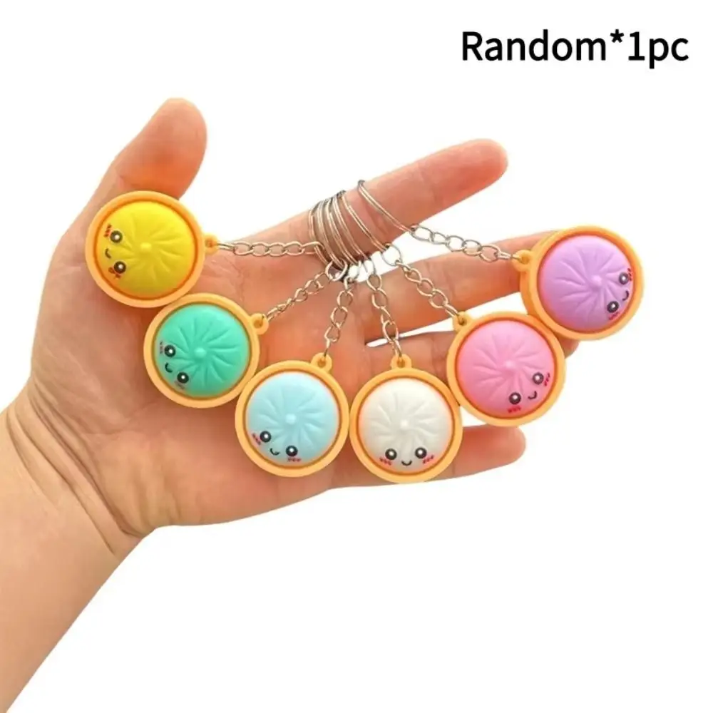 Simulation ith Steamer Mini Dumplings Squishy Cute Pinch Squeezable Steamer Bun Pendant Fidget Steamed Bun Keychain