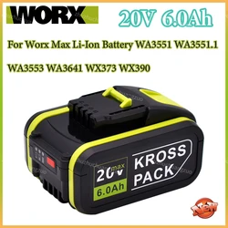 Worx-オリジナルのリチウムイオン電池,20v,6.0ah,wai3553,wang3551,wa3572,w3553,wx390,wx176,wx178,wu268,ドリルバッテリー