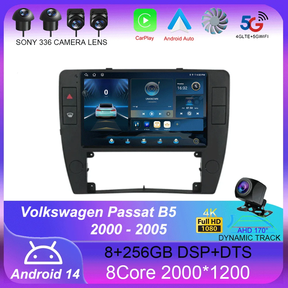 Android 14 For Volkswagen Passat B5 2000 - 2005 Car Radio Multimedia Video Player Navigation GPS