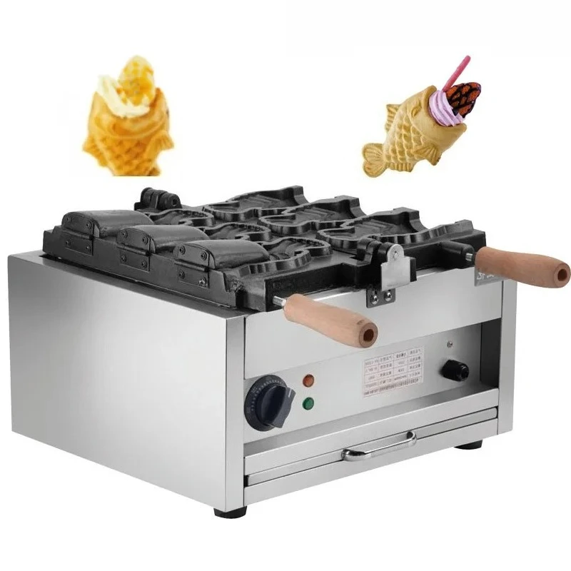 Commercial  Open Mouth Ice Cream Taiyaki Popular Fish Waffle Maker Snack Machine