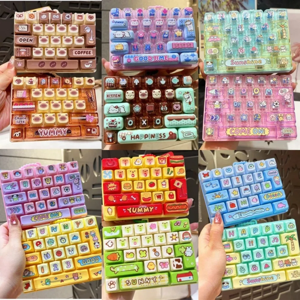 Blindbox26-KeyKeyboardClicker Keychains Fidget Button Keychain Anti-Stress Keycap Clicker Keyring Bag Charm Keyboard Keychain 키캡