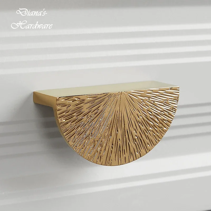 Bright Gold Handles for Furniture Kitchen Cabinet Door Wardrobe Brass Linear Hammer Handle and Knob Luxury Drawer Knobs Handles