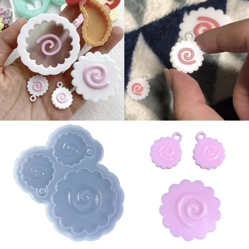 DIY Crystal Epoxy Resin Mold Pink Squid Roll Charm Keychain Ornament Silicone Mold Handmade Pendant Keyring Making