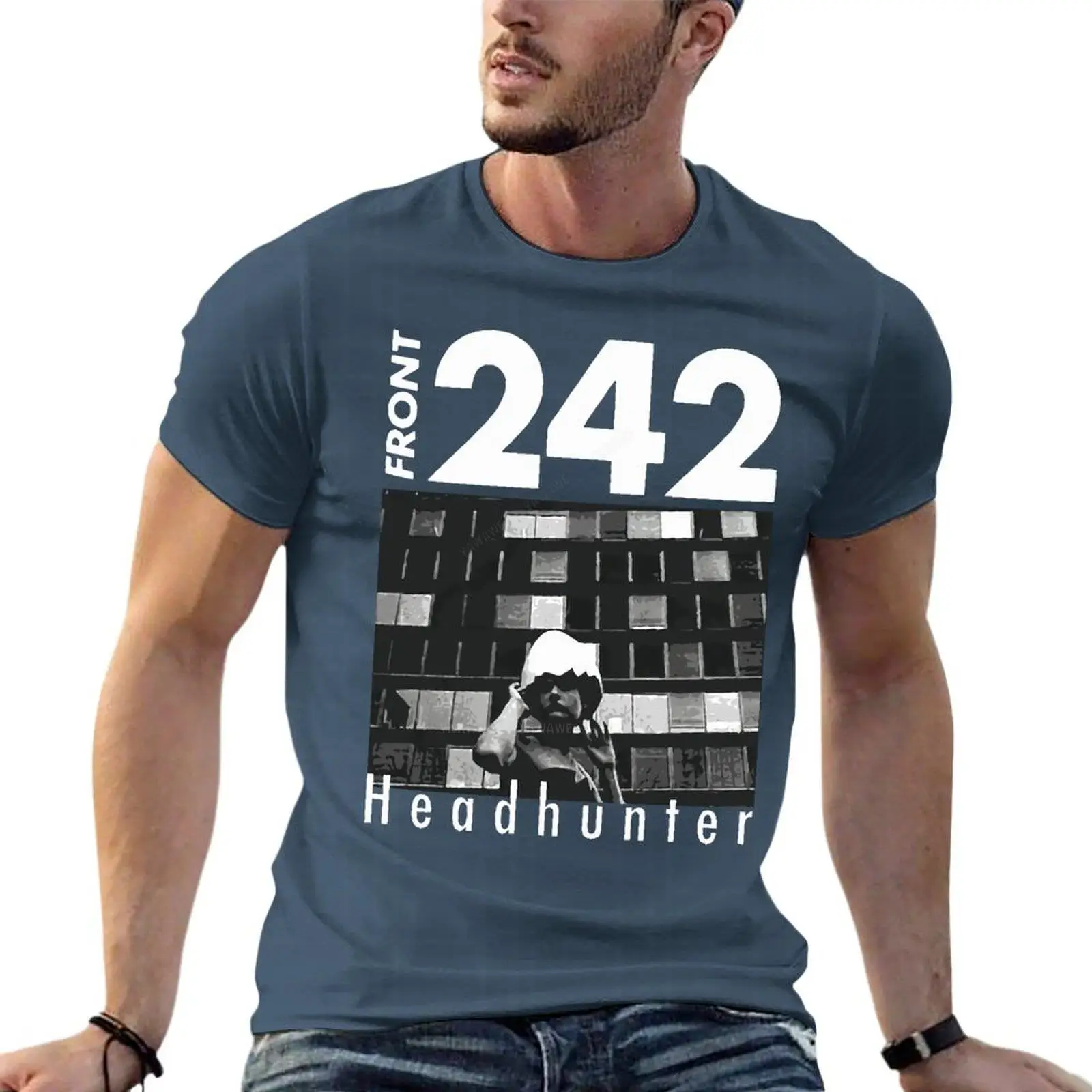 Front 242 Headhunter Band Oversized T-Shirt Custom Mens Clothing Short Sleeve Streetwear Big Size Tops Tee