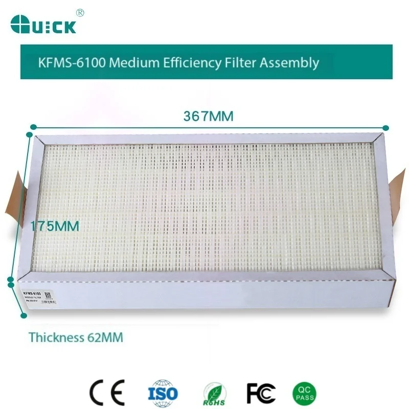 

Medium Filter Cotton KFMS-6100/KFMS-301 for Quick 6601/6602/6301 High-Eff Smoke/Dust Trap Tool-Free Fit Replacement for Purifier