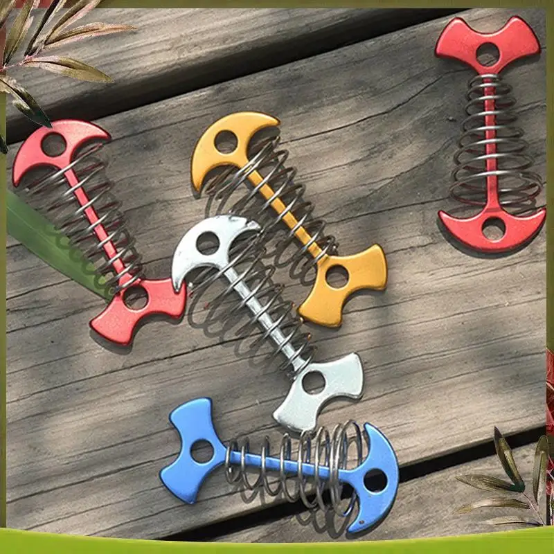 

Reliable-30Pcs Adjustable Plank Floor Spring Fishbone Anchor Tent Pegs Buckle Outdoor Awning Deck Fixed Nails Camping Tent Hooks