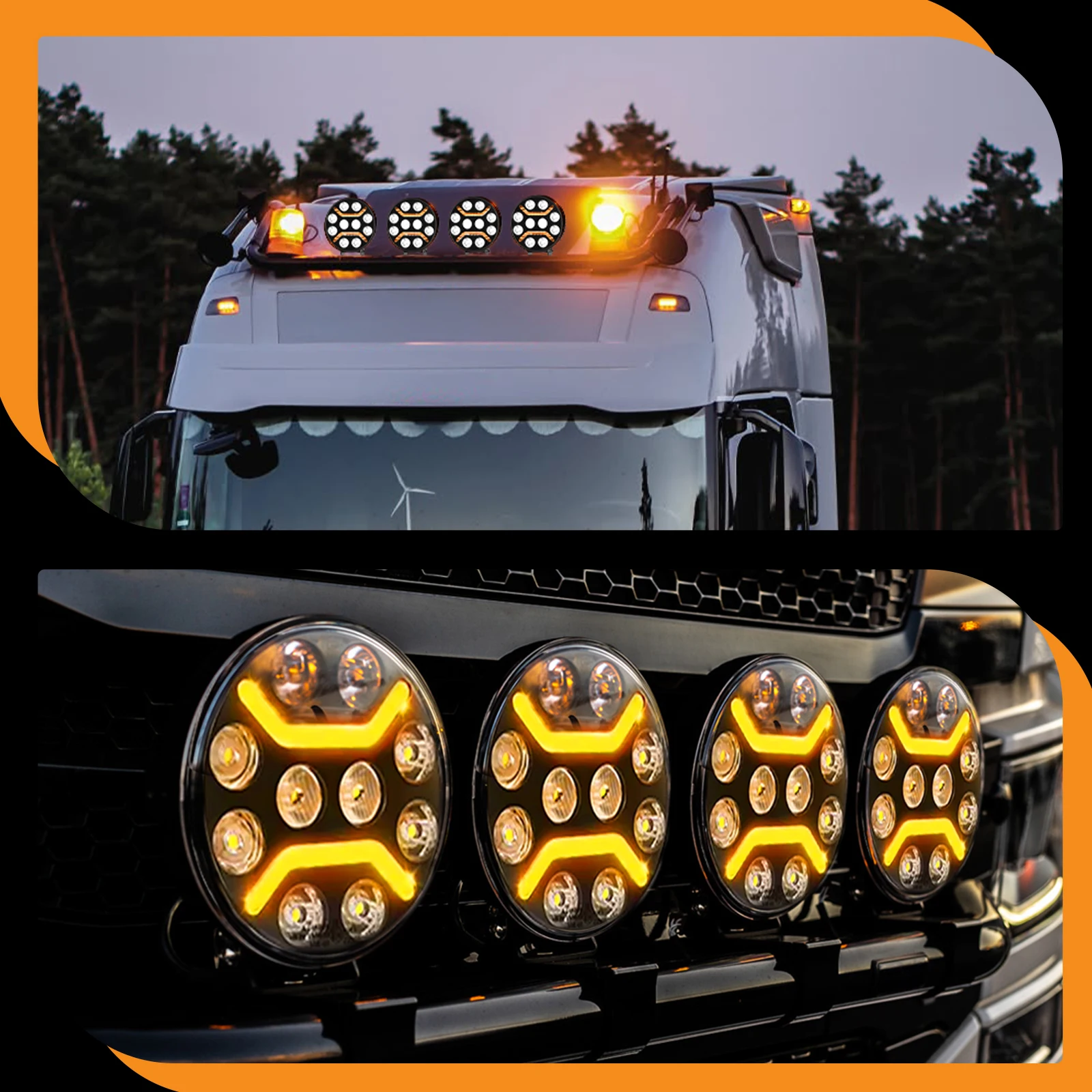 BraveWay 9 Zoll / 7 Zoll Runde LED-Arbeitsleuchte LKW-Fahrlicht Zweifarbiges Tagfahrlicht Fern- und Abblendlicht Flutlicht-Spot-Kombinationsstrahl für LKW Schwerlast 12V 24V IP68 Offroad-Nutzung