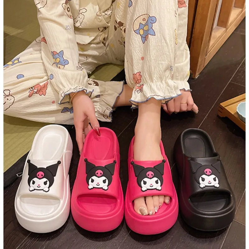 

Sanrio Kuromi Fashionable Slippers for Women Summer Outer Wear Thick Soles Cute Soft-soled Non-slip Flip-flops Girls Gifts