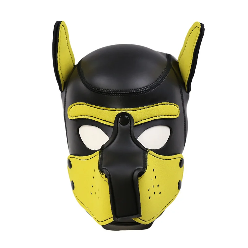 Halloween Accessories Padded Rubber Dog Face Mask Exotic Costumes Puppy Cosplay Fetish Erotic Games For Women Men Full Head Hood