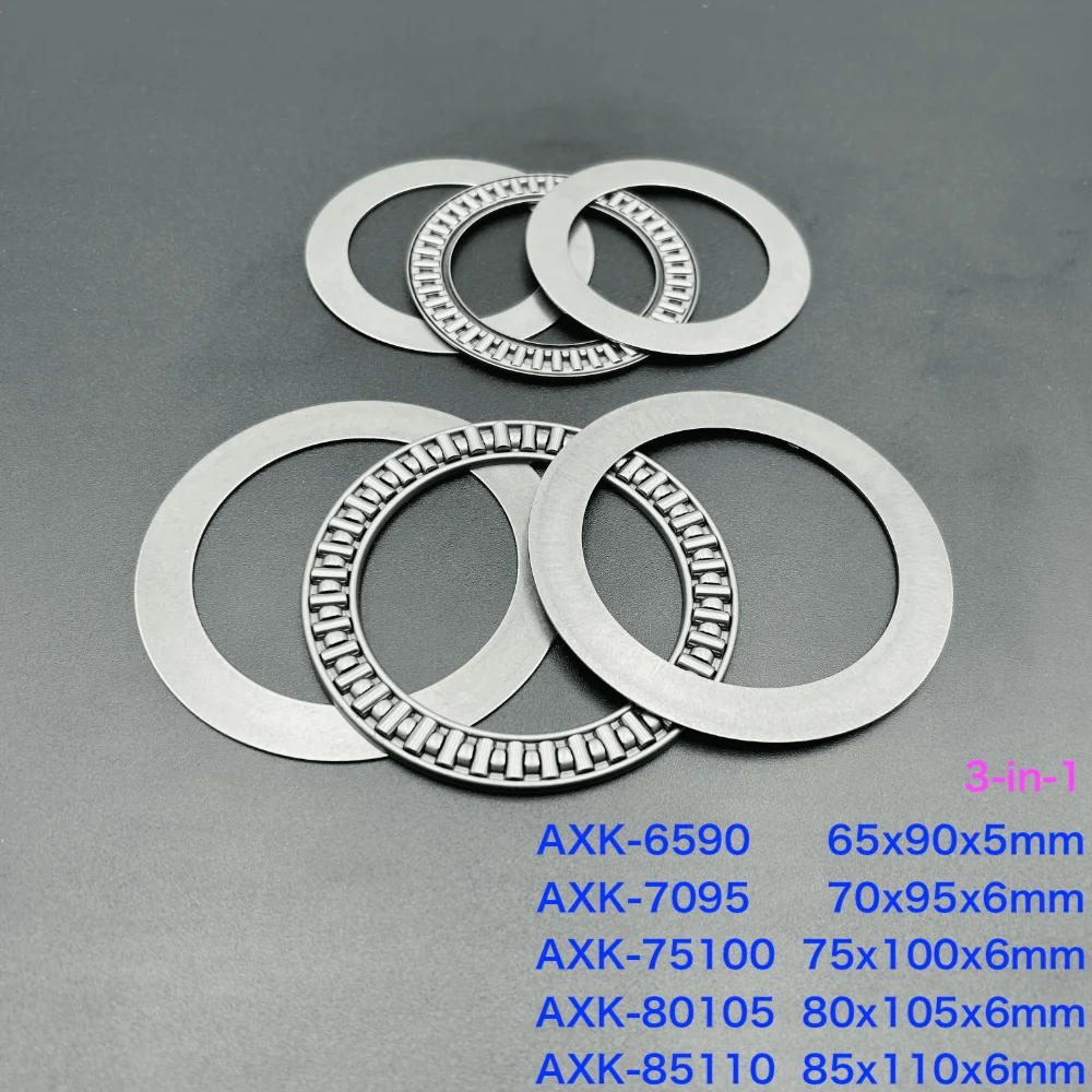 1Sets Thrust Needle Roller Bearing With Two Washer AXK6590+2AS , AXK7095+2AS , AXK75100+2AS , AXK80105+2AS , AXK85110+2AS 3-in-1