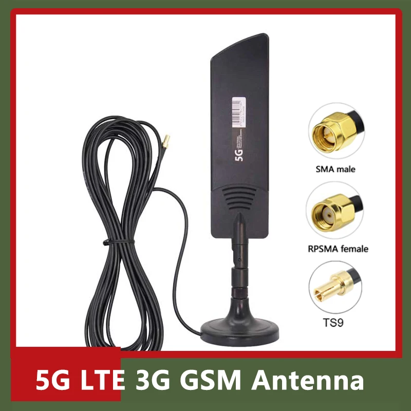 

TS9 SMA Male 5G LTE 4G 3G GSM Antenna Outdoor Omni WiF Aerial Gain 22DBi 600-6000MHz Waterproof Magnetic Antenna for Wifi Router