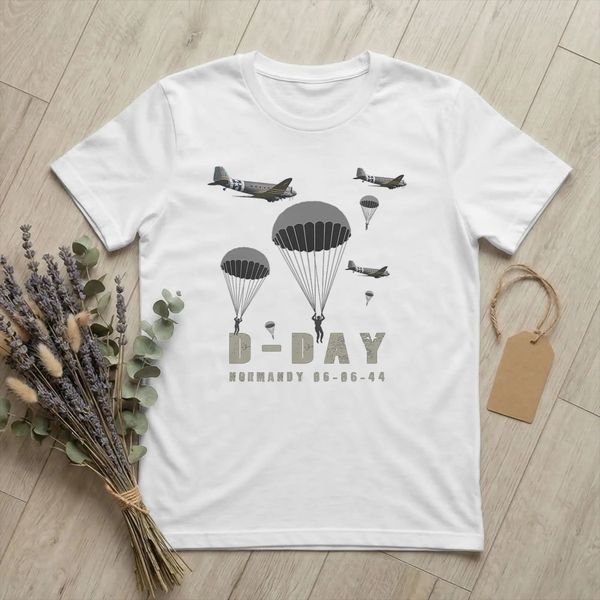 Vintage USA Paratroopers D-Day WWII Normandy T-Shirts Men Pure Cotton T Shirts Airborne Short Sleeve Tee Shirt Original Clothes