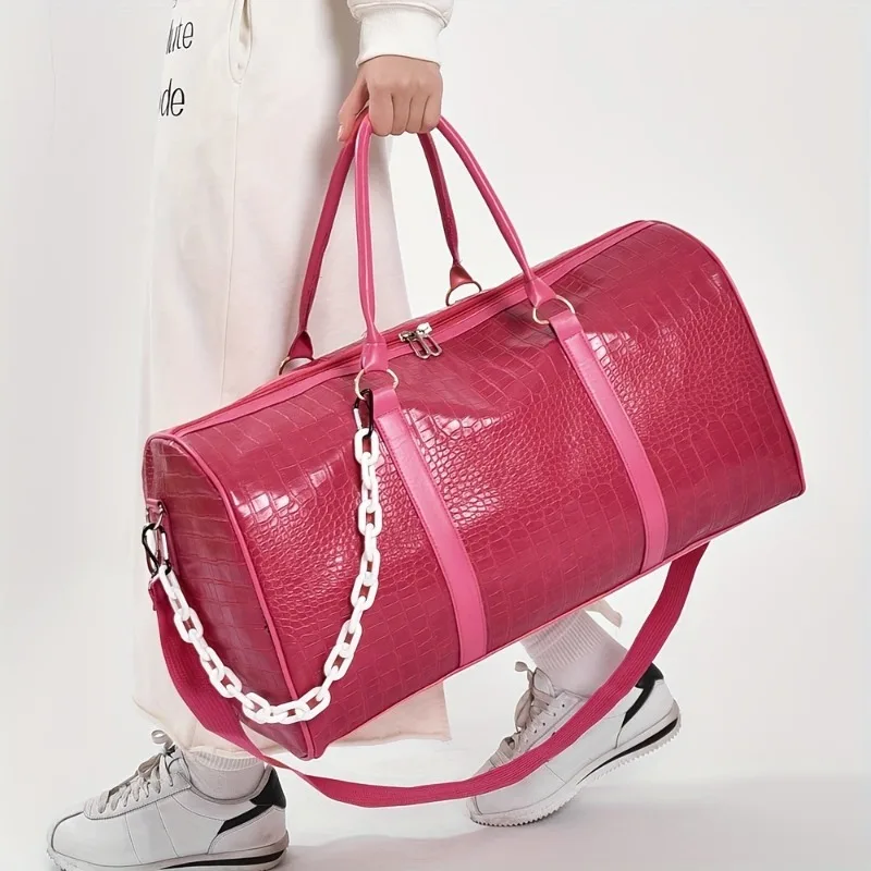 

Large Capacity Retro Crocodile-Textured Duffel Bag with Adjustable Shoulder Strap, Stylish Gym, Weekender & Overnight Bag