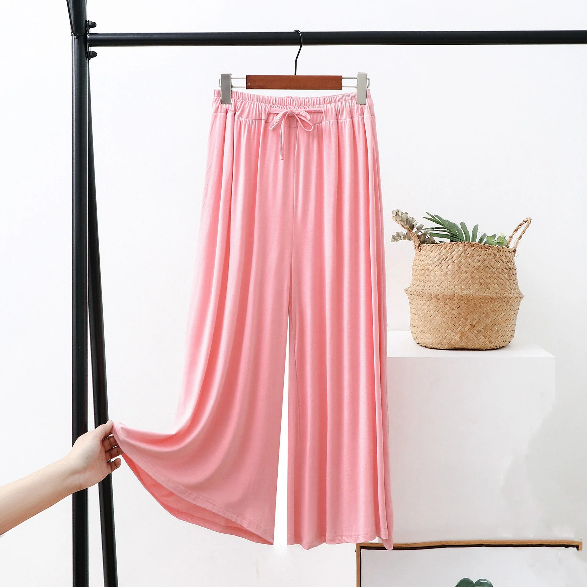 

Modal Wide-leg Pants Plus Size Homewear Loose Straight Women's Summer Pajamas Trousers Casual High Waist pj Pants Outside Wear